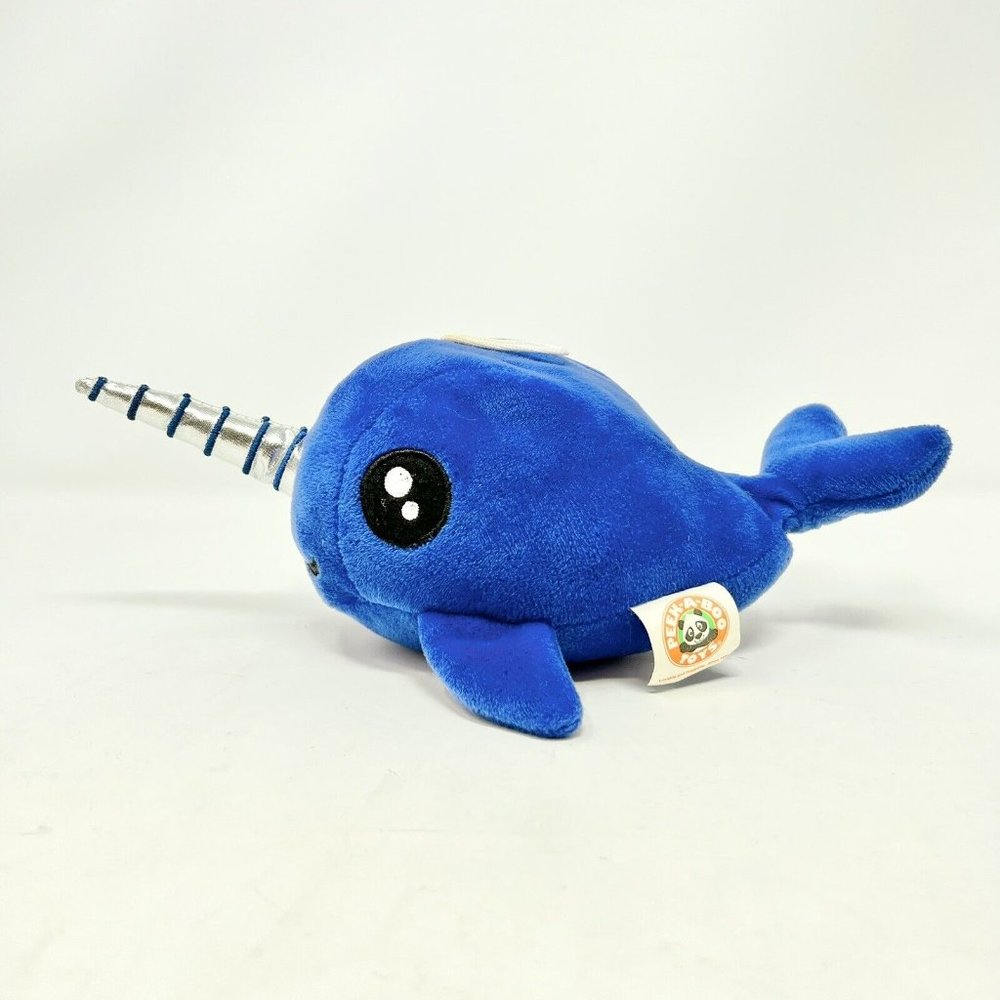 Peek a Boo Norwhale Blue with Silver Horn Hanging Loop 9" x 4.5"‎ x 7"